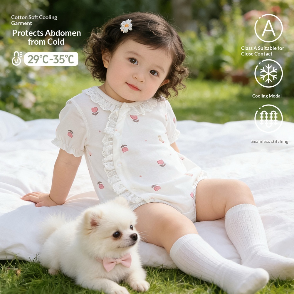 Modal Baby Romper, Summer Thin Bodysuit, Girls Short-sleeve One-piece Romper, Anyang Infant Clothing, Class A 2