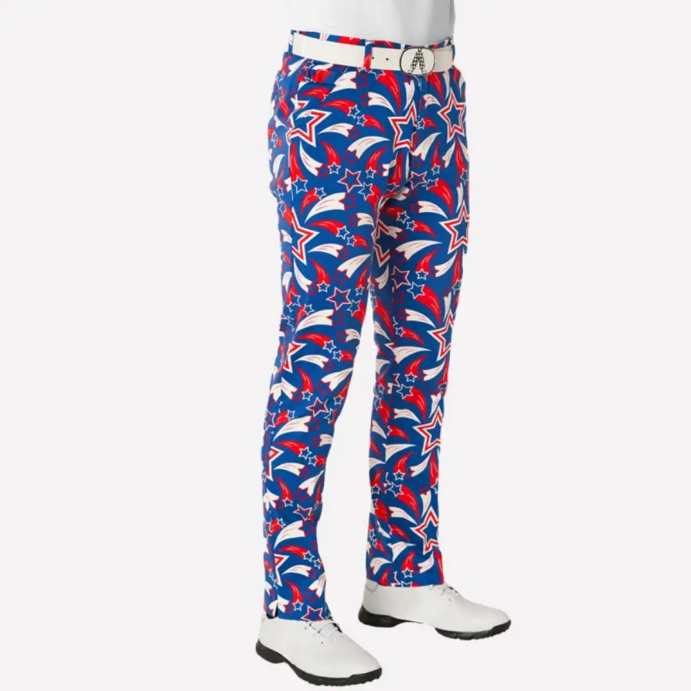 Mens Golf Pants Outdoor Sports Plaid Straight Fit