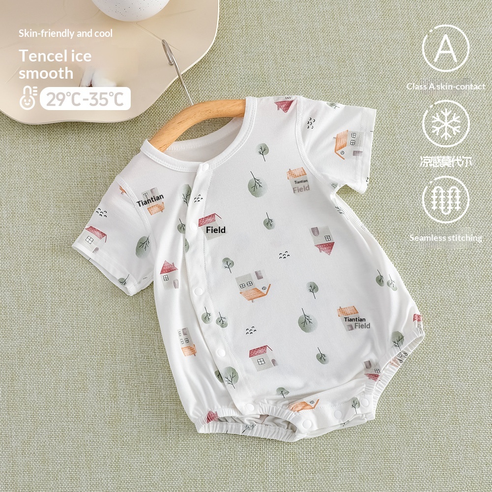 Modal Baby Romper, Summer Thin Bodysuit, Girls Short-sleeve One-piece Romper, Anyang Infant Clothing, Class A