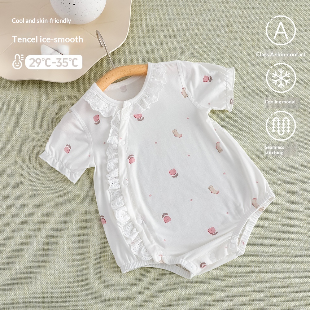 Modal Baby Romper, Summer Thin Bodysuit, Girls Short-sleeve One-piece Romper, Anyang Infant Clothing, Class A 7