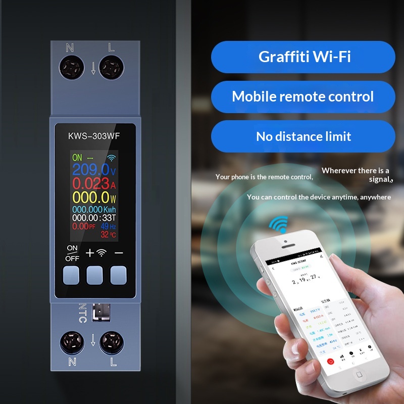 KWS-303 AC Digital Multifunction Rail-Mount Voltage And Current Meter