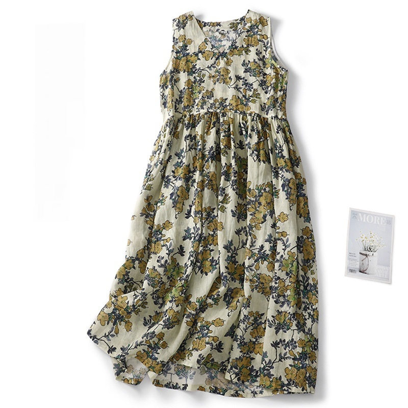 Loose-fitting Cotton-linen Dress For Women