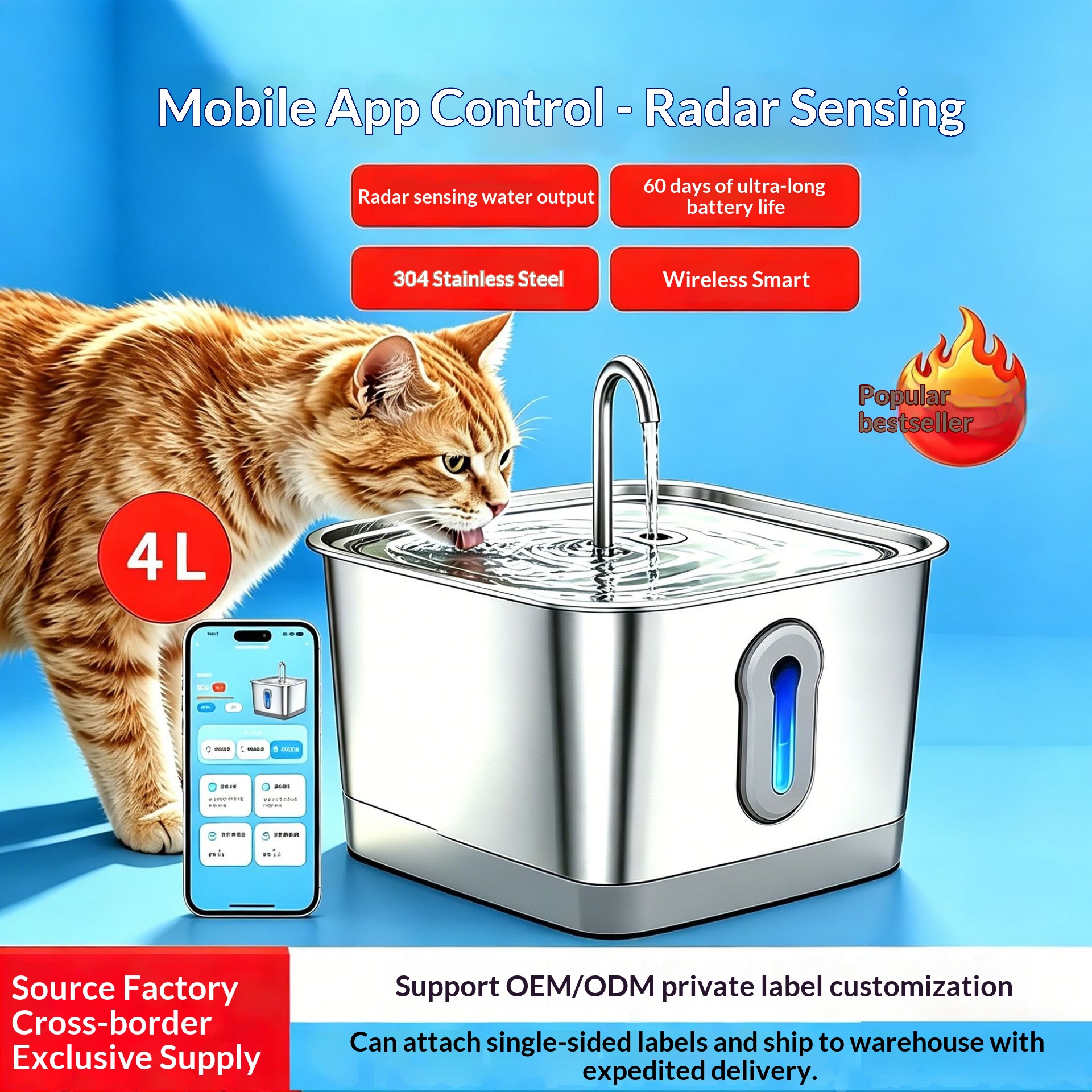 Wireless Cat Water Fountain Dog And Cat Drinking Fountain