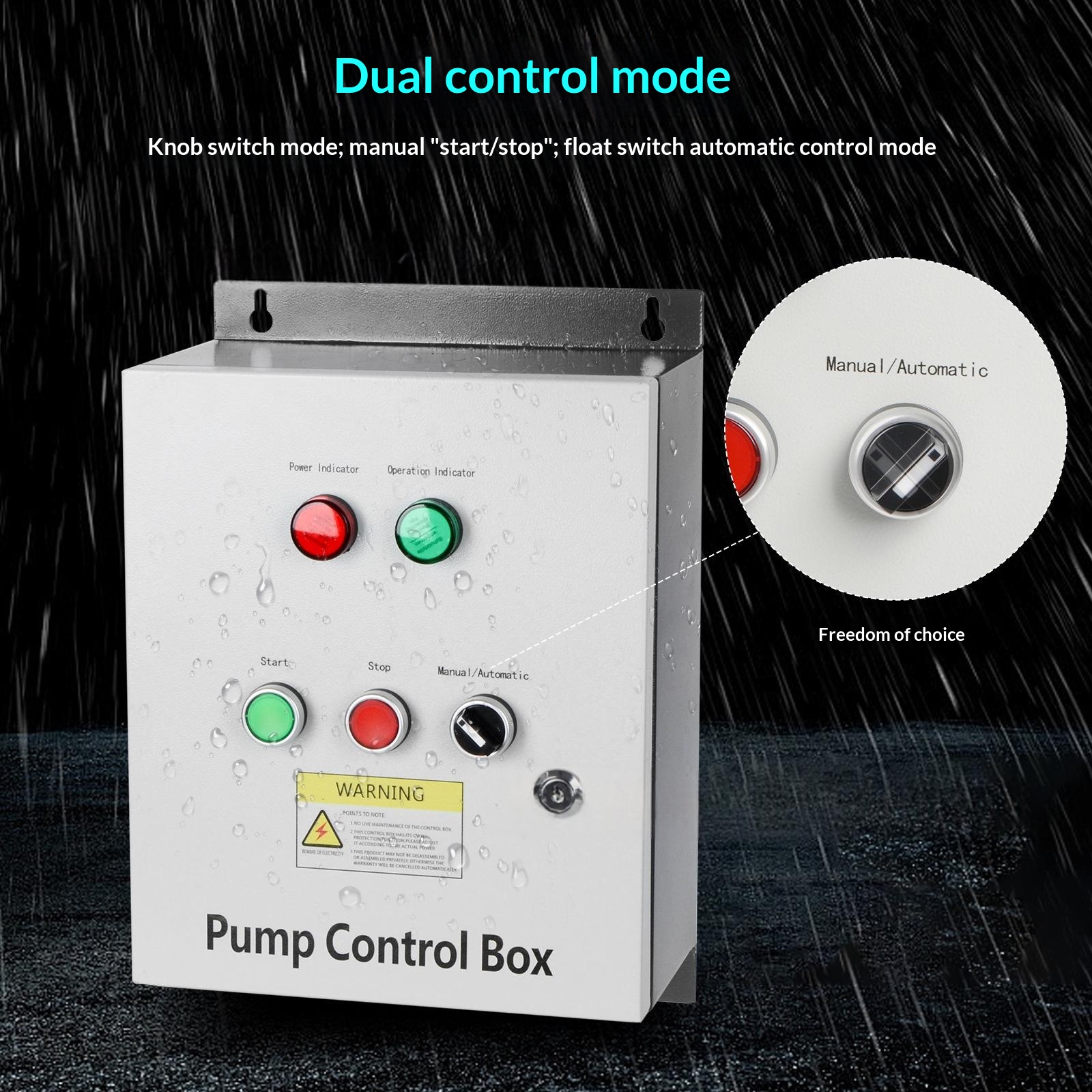 Water Pump Control Panel 220V Three-phase Manualautomatic Startstop