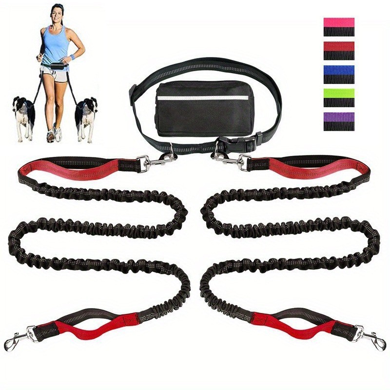 Reflective Dog Running Leash Set Night Running Waist Pack 3