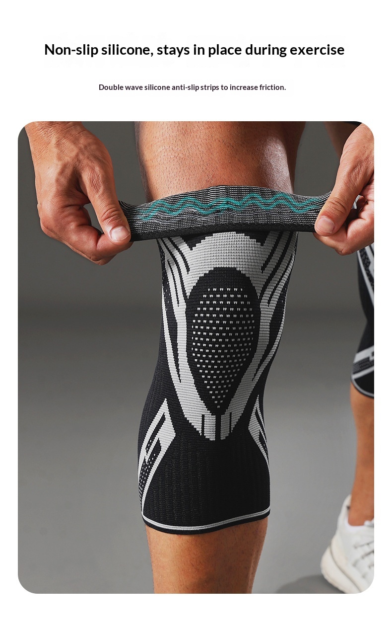 Nylon Four-way Stretch Knitted Sports Silicone Knee Brace 18 Nylon Four-way Stretch Knitted Sports Silicone Knee Brace