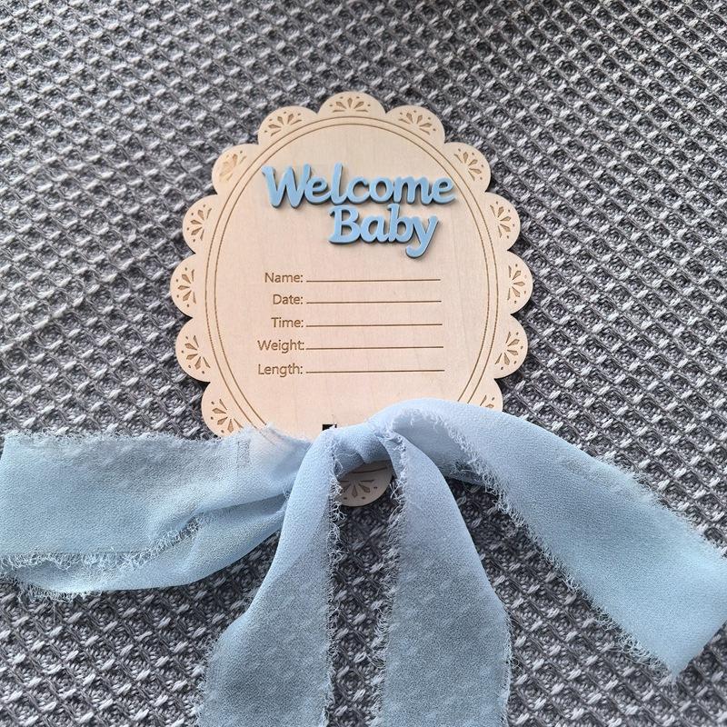 Baby Birth Keepsake Wooden Home Decor Ornament DIY Nursery Decoration 6