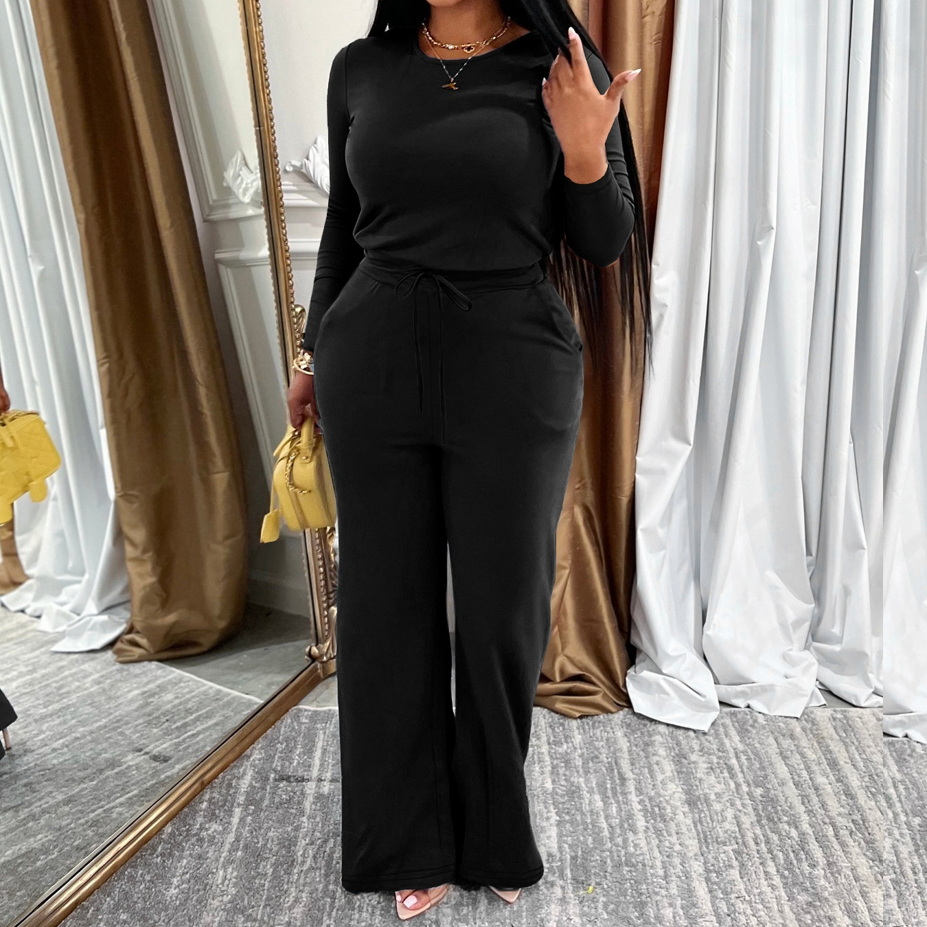 Women's Casual Long-sleeved Top And Pants Set