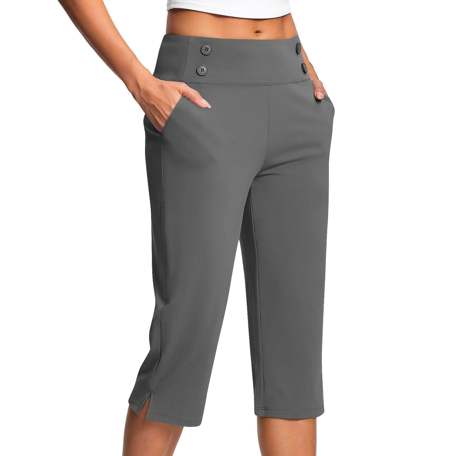 Womens Casual Plus-Size Cropped Sports Pants