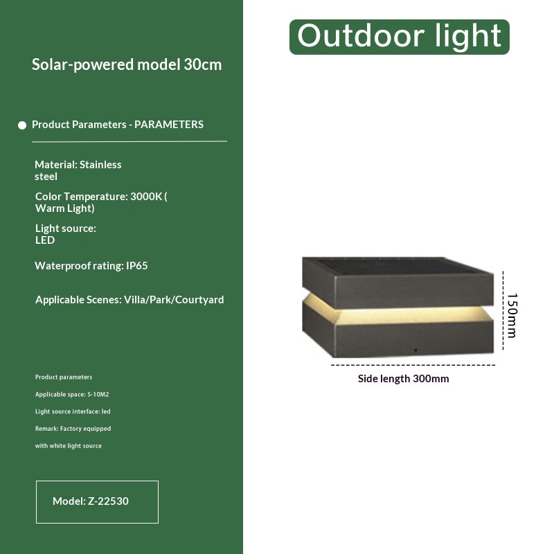 Outdoor Courtyard Waterproof Solar Minimalist Post Light — foto 2