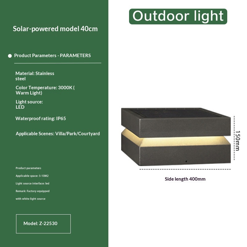 Outdoor Courtyard Waterproof Solar Minimalist Post Light — foto 7