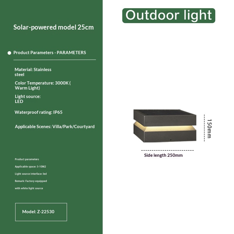 Outdoor Courtyard Waterproof Solar Minimalist Post Light — foto 5