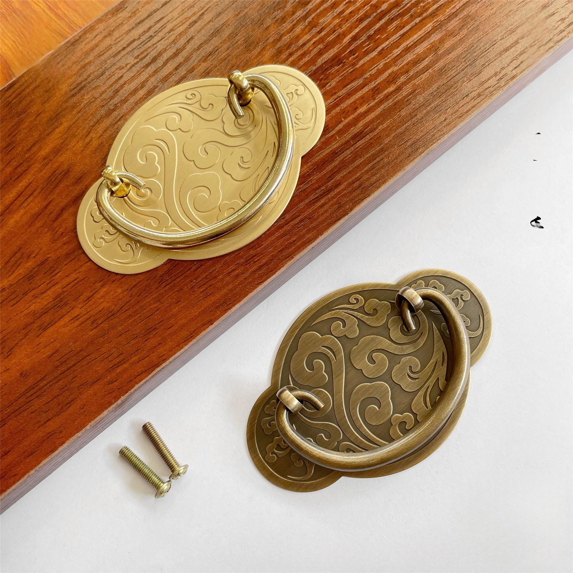 Hand-carved Cabinet And Wardrobe Handle With Auspicious Cloud Motif