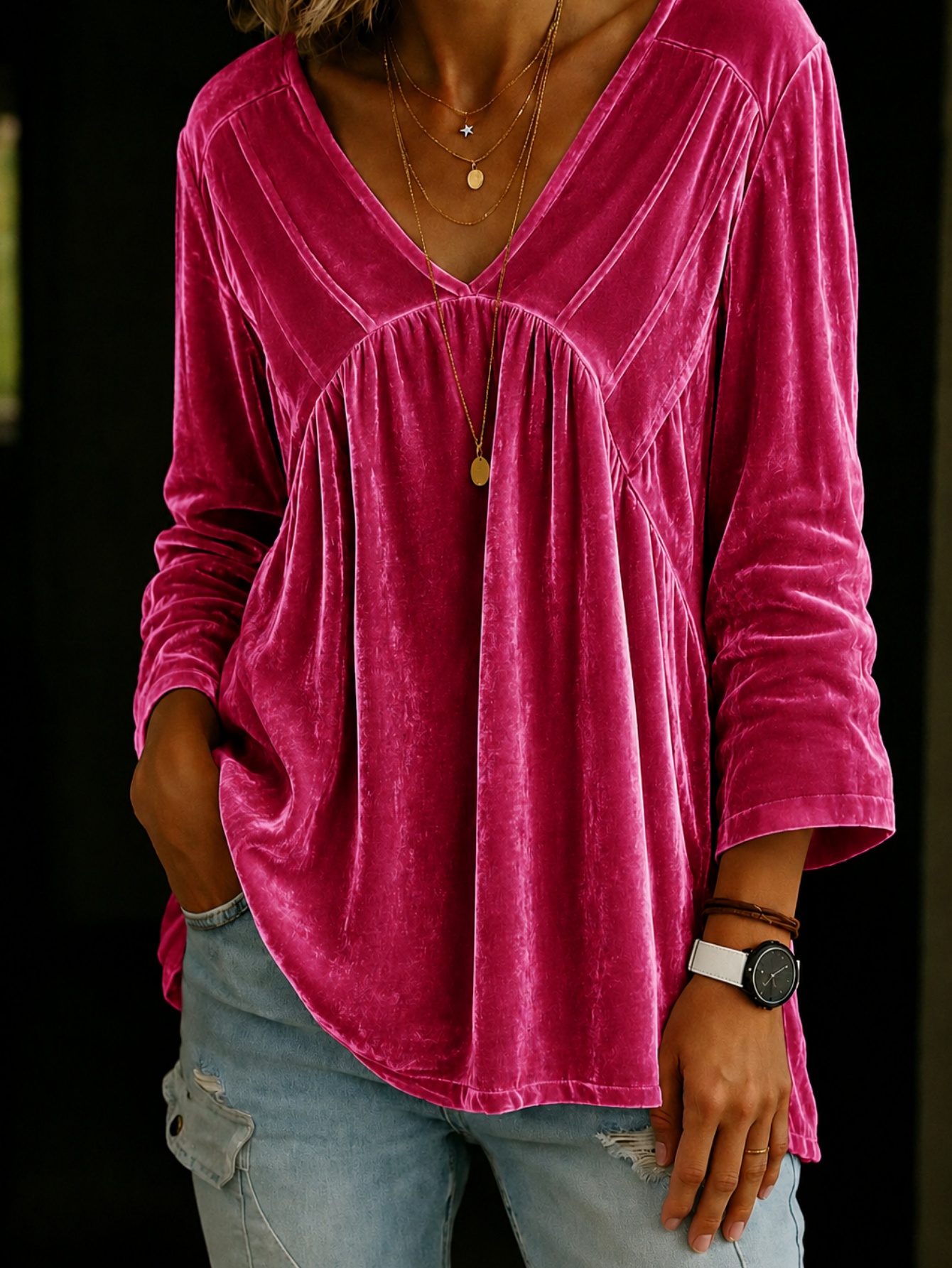 Casual Fashion Plain-color Loose-fitting T-shirt