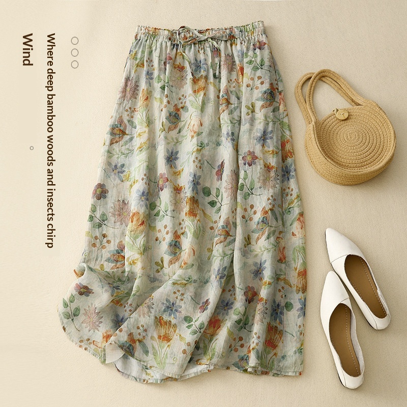 Summer New Arrival Elegant Cotton-linen Lined Dress