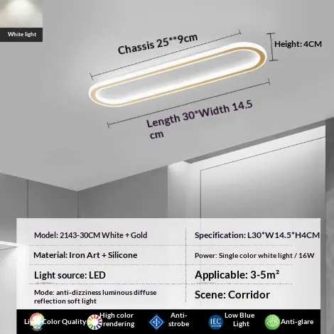 Modern Minimalist LED Strip Bedroom Cloakroom Ceiling