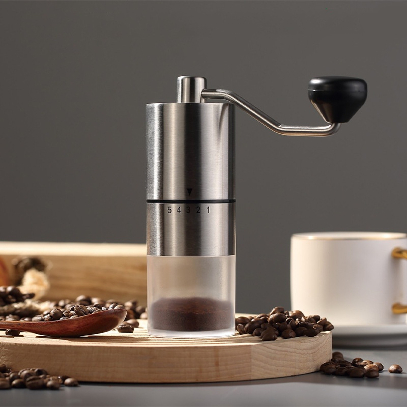Manual Hand Crank Coffee Grinder - Portable Burr Mill for Fresh Beans