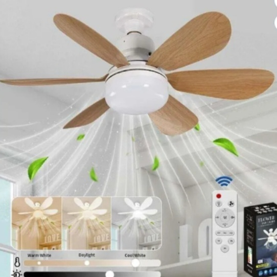 Screw-base Silent Mini Fan Light For Home Use
