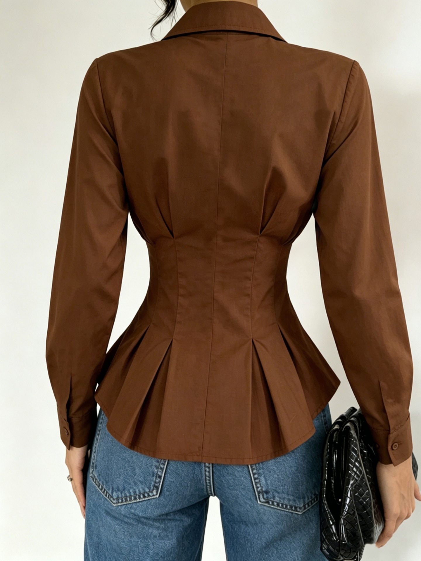 Fitted Pleated Waist Cardigan | Long Sleeve Slim Fit