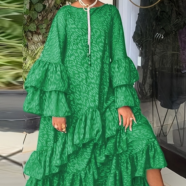 Women's Half-turtleneck Ruffled Floral Dress