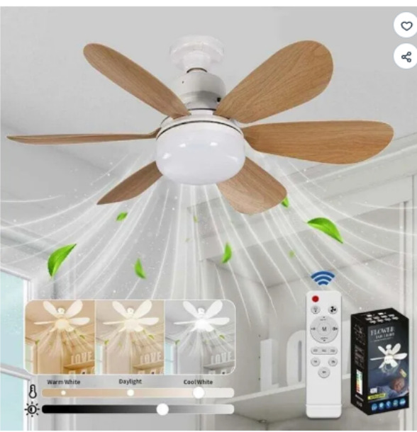 Home Silent Small Fan Light Intelligent Ceiling Fan