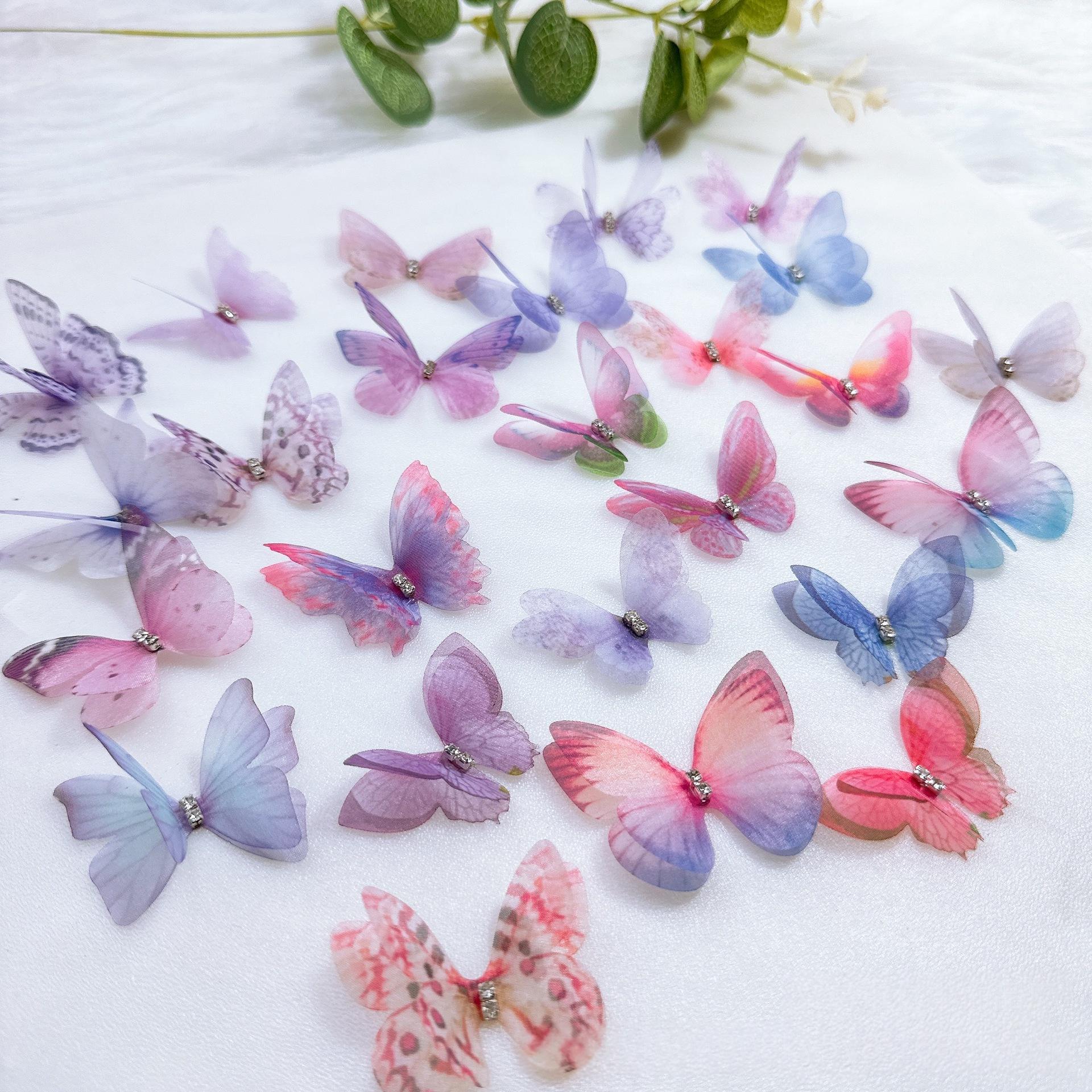 Simulated Sheer Chiffon Butterfly Double-layer Headpiece With Rhinestones