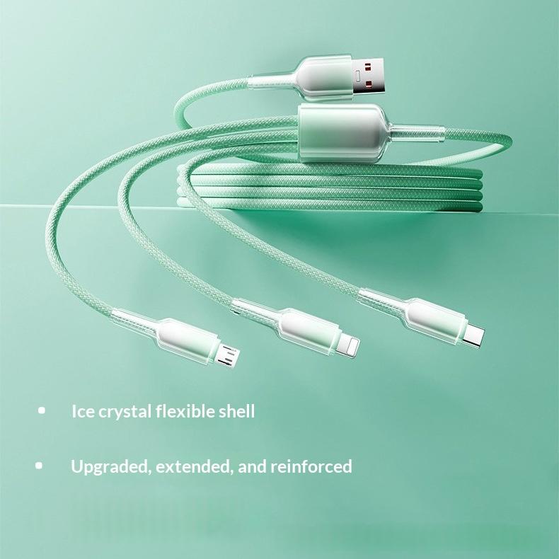 One-for-three Fast-charging Braided Data Cable With Ice-crystal Texture
