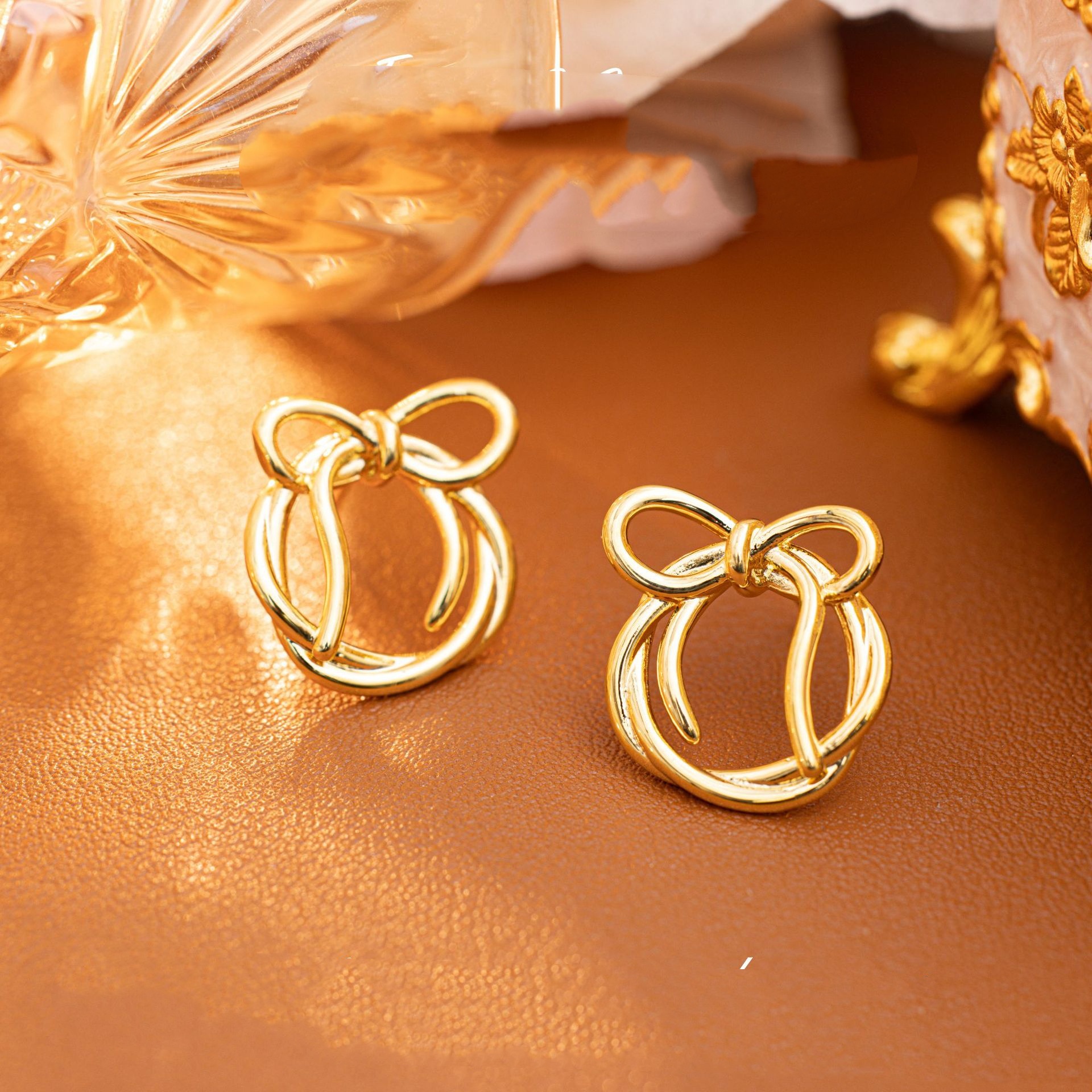 New Rabbit Bowknot K-gold Plated Earrings
