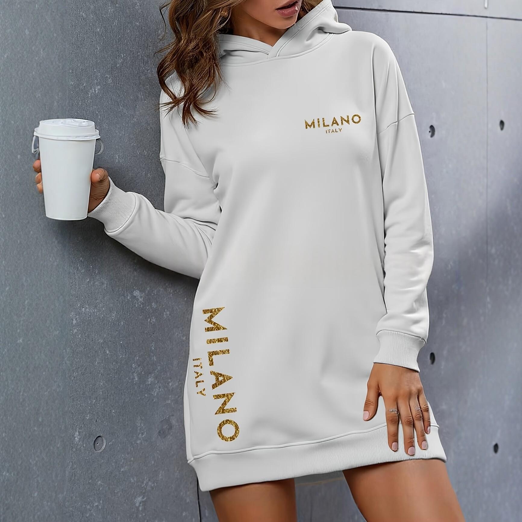 Womens Relaxed-fit Casual Long-sleeve Dress