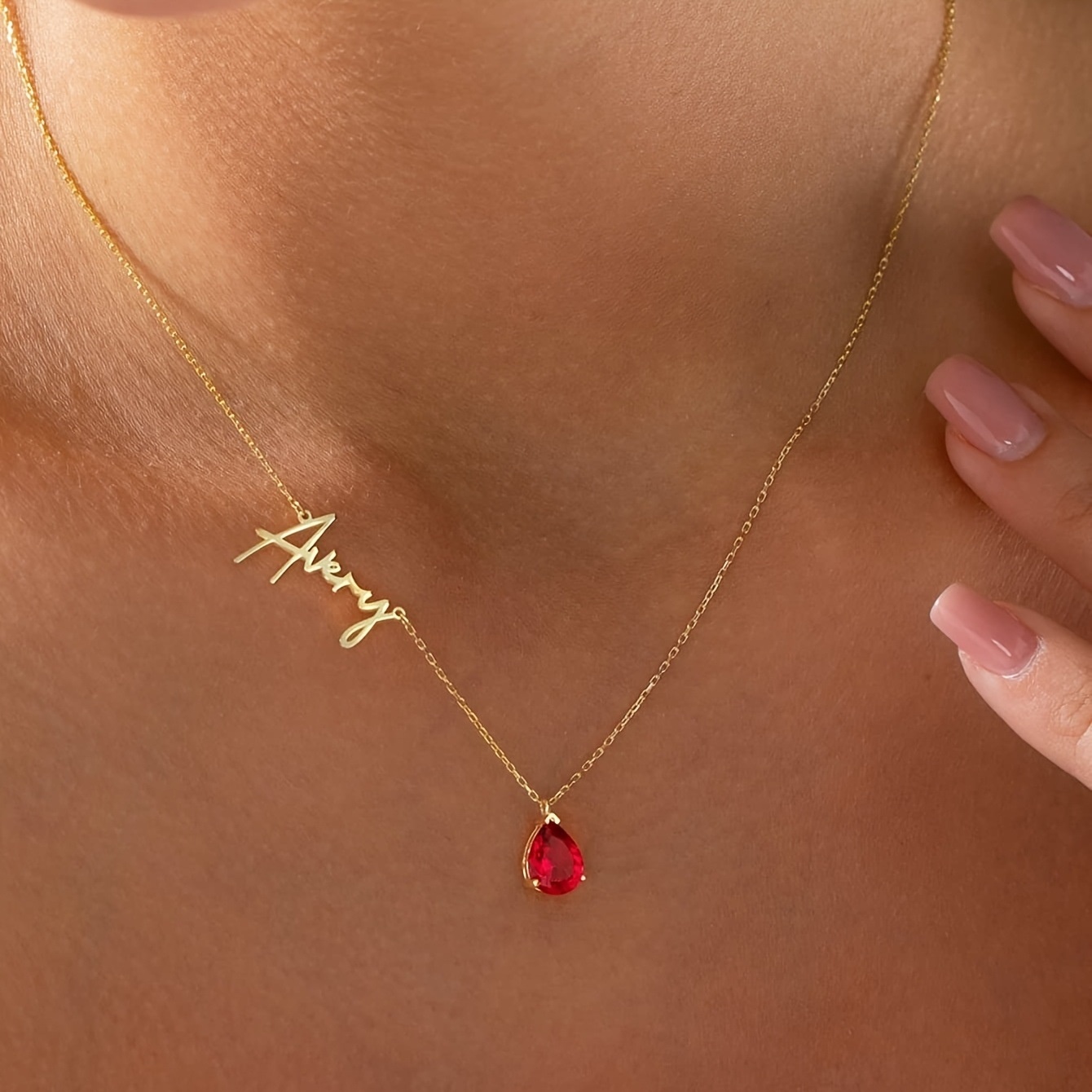 Customized Letter Birthday Stone Necklace