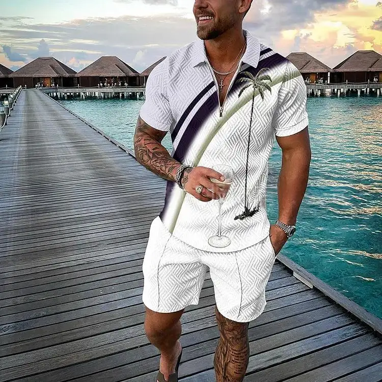 Mens Short-sleeve Lapel T-shirt Polo Shirt