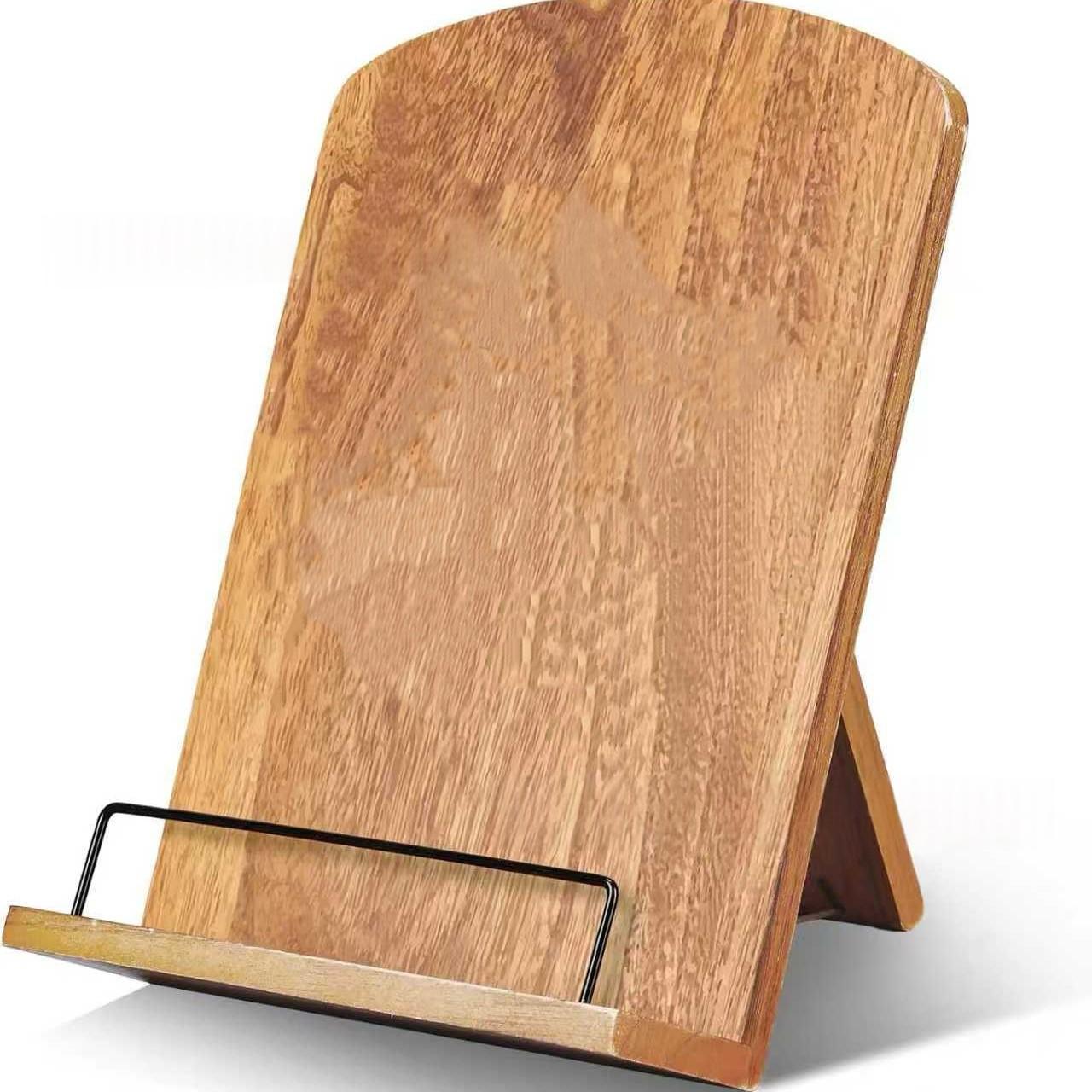 Solid Wood Hanging Recipe Holder - Wall Mount Menu Stand Display Rack for Kitchen Tablet Book Rest Base