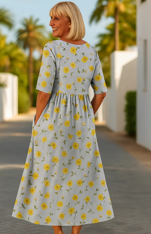 Fashionable Large Wide-cut Womens Dress With Digital Print