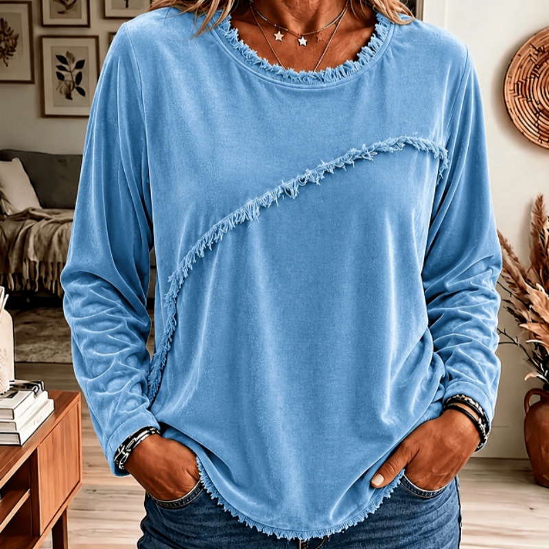 Retro Round-neck Long-sleeve Shirt