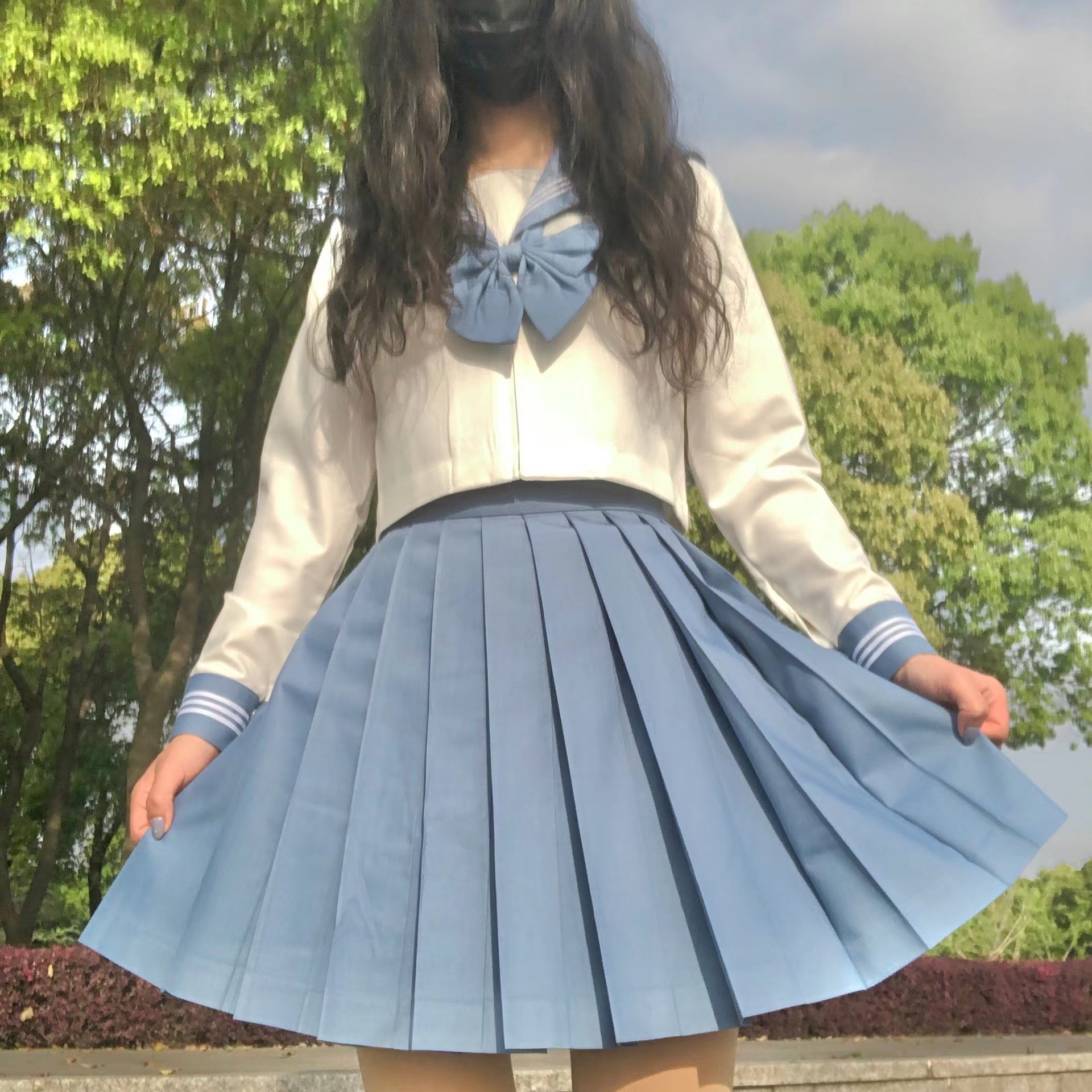 Preppy-style Japanese Three-piece Sailor Suit With A Pleated Skirt Set