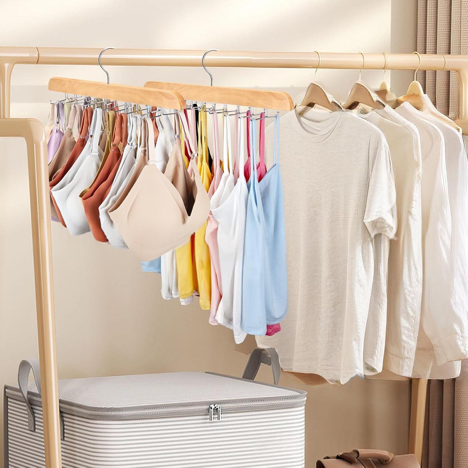 Solid Wood Multi-Functional Hook Storage Clothes Rack