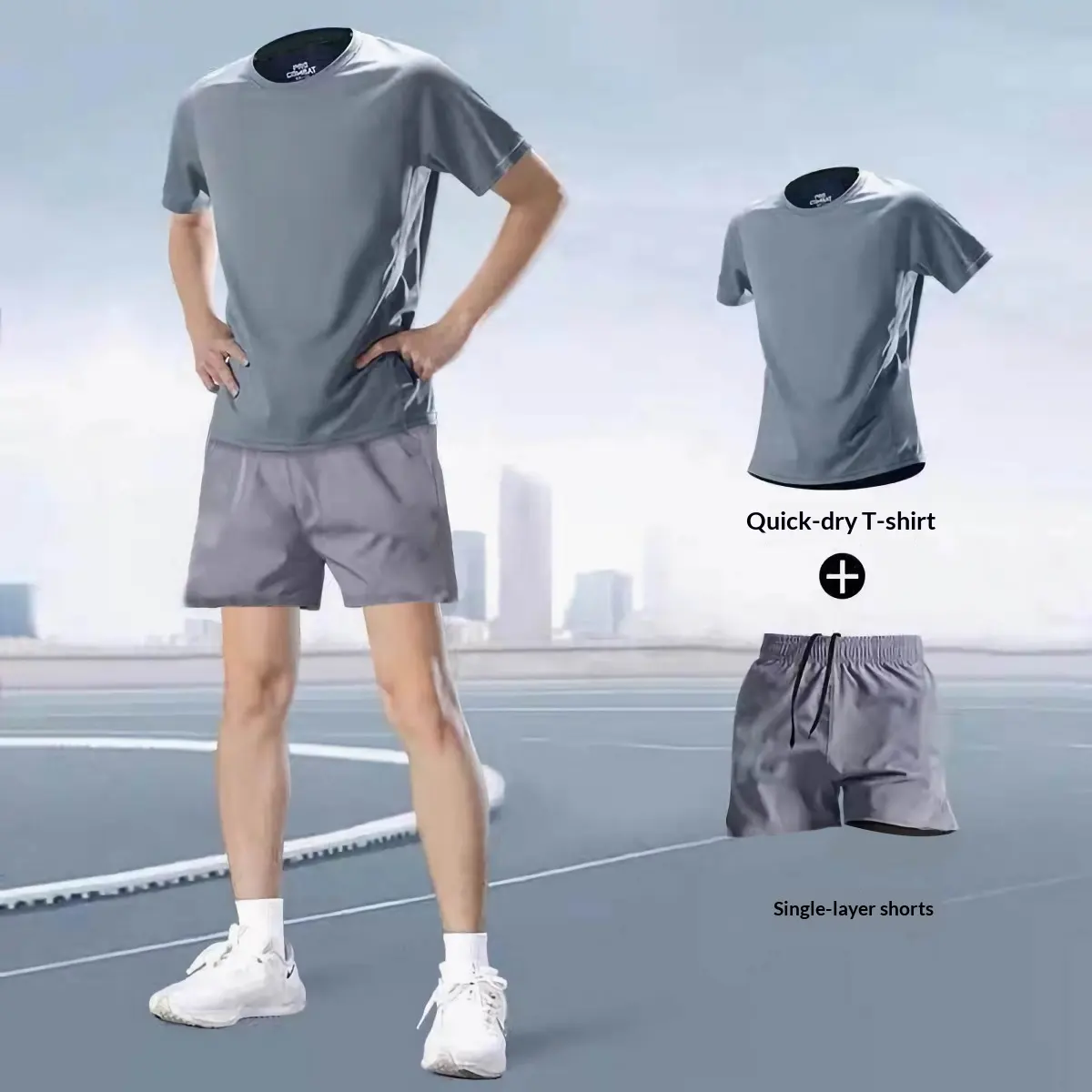 Summer Mens T-shirt Quick-drying Gym Wear Set