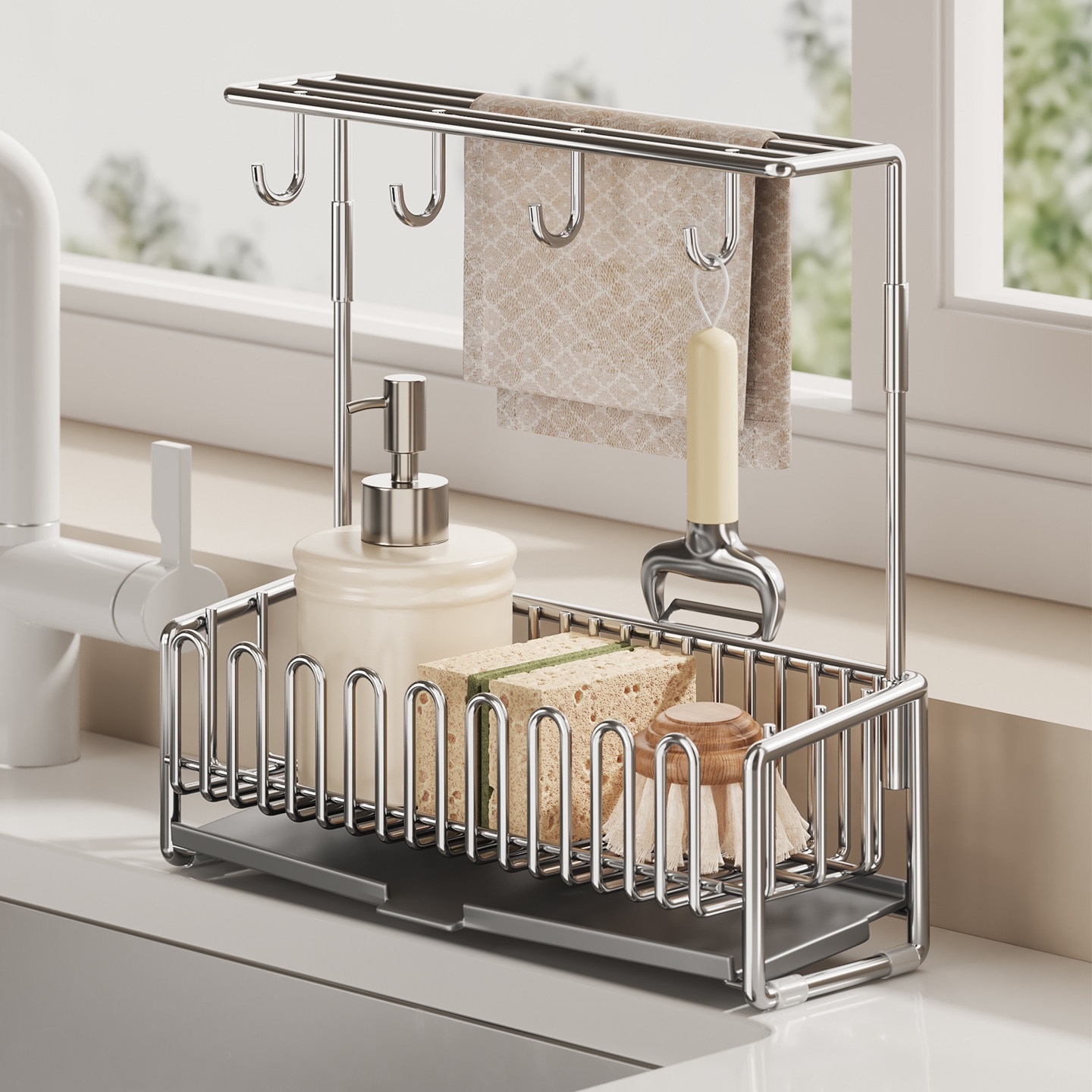 Kitchen Stainless Steel Dishcloth Drying Rack Sink Cloth Holder