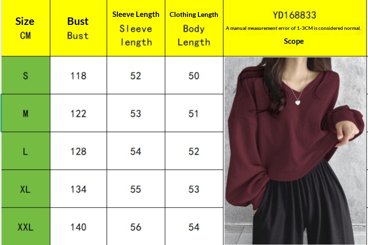 Women's Solid Colour Pullover Knit Sweater - Size Chart