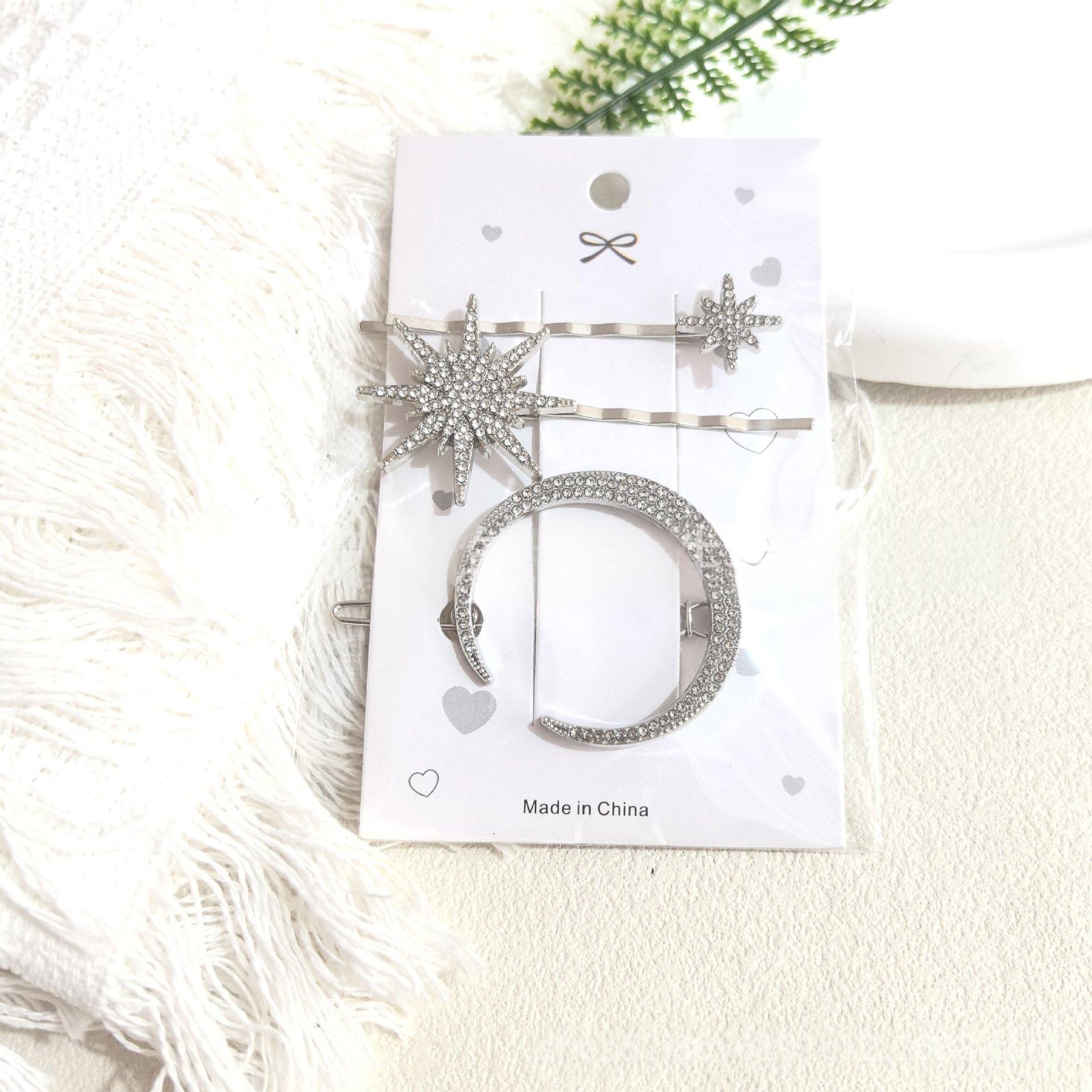 Diamond-studded Hair Clip Moon Sun And Star Hairpin