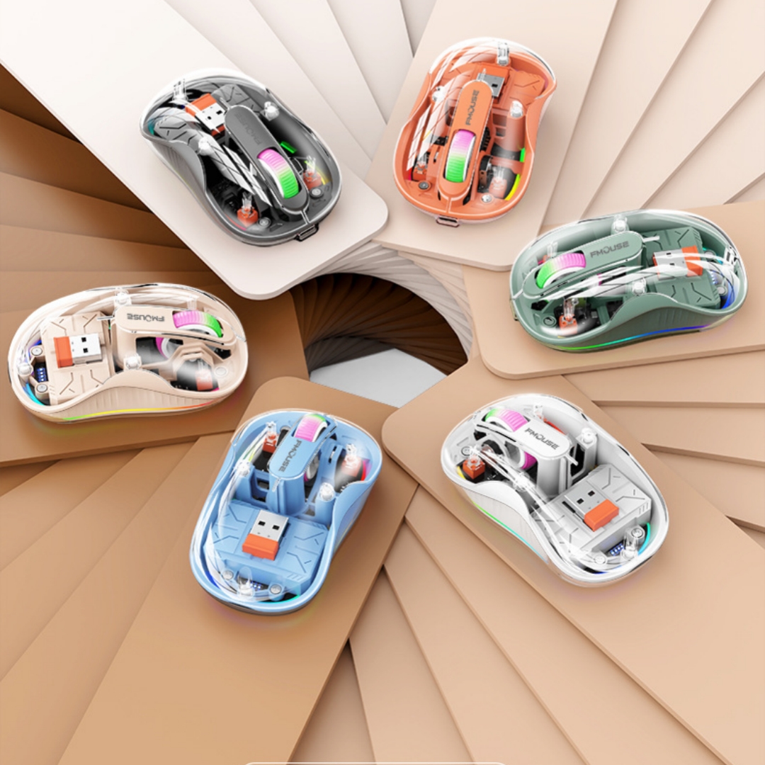 Transparent Wireless Bluetooth Three-mode Silent Multi-color Backlit Mouse