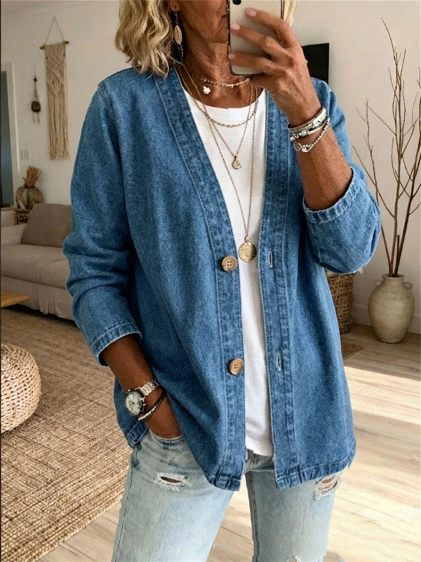 Womens Casual Denim Cardigan Jacket — foto 7