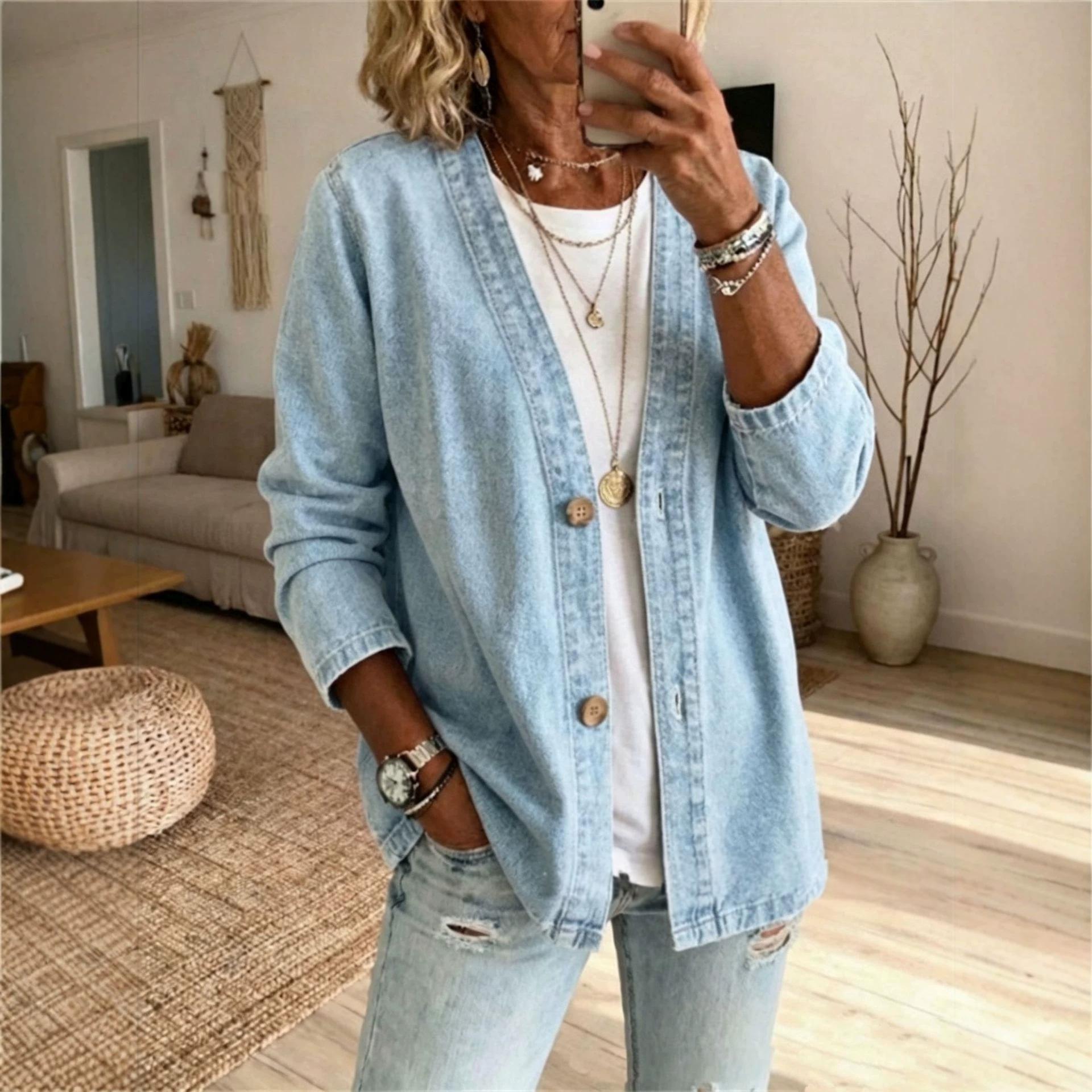Womens Casual Denim Cardigan Jacket