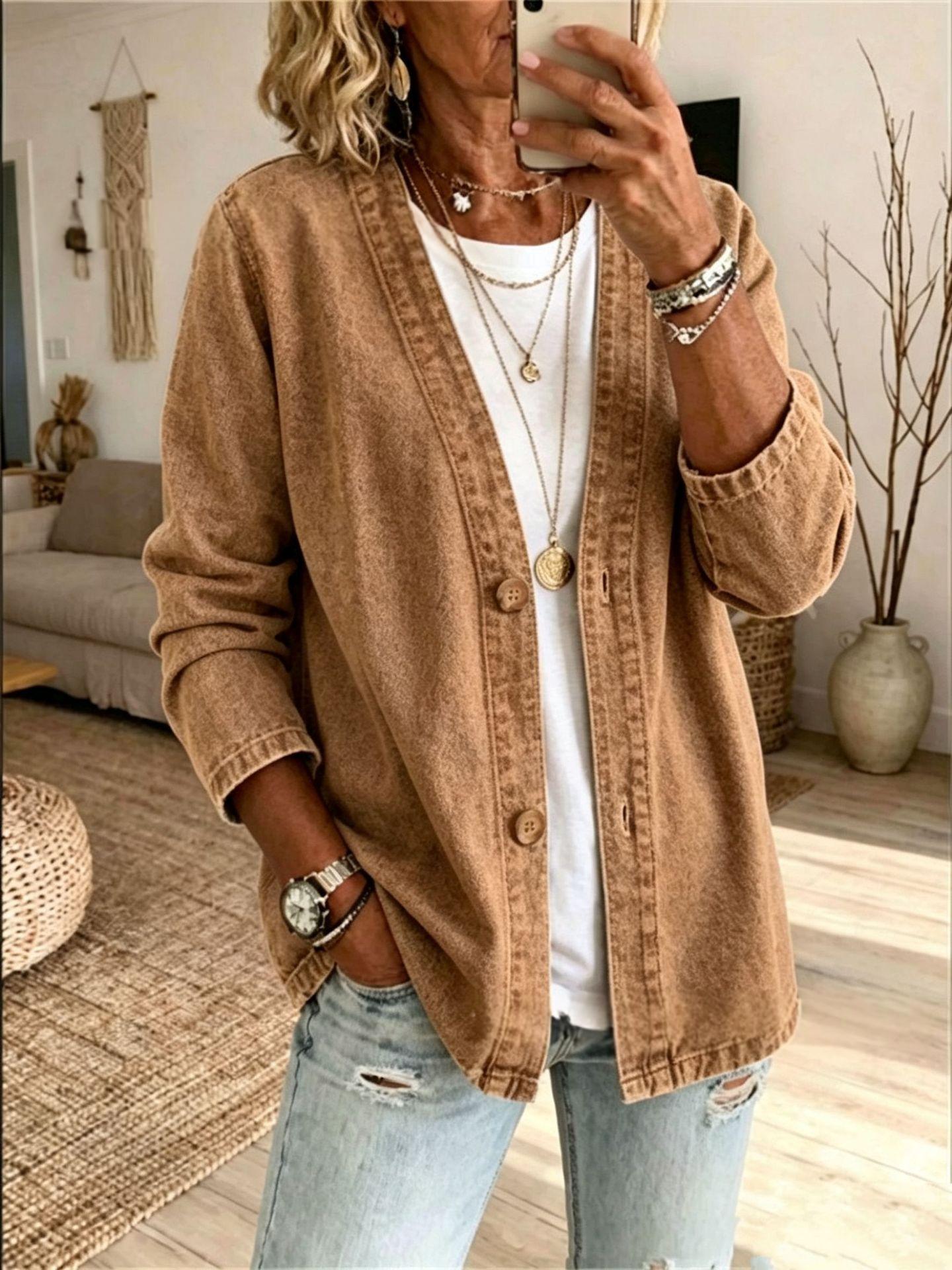 Womens Casual Denim Cardigan Jacket — foto 5