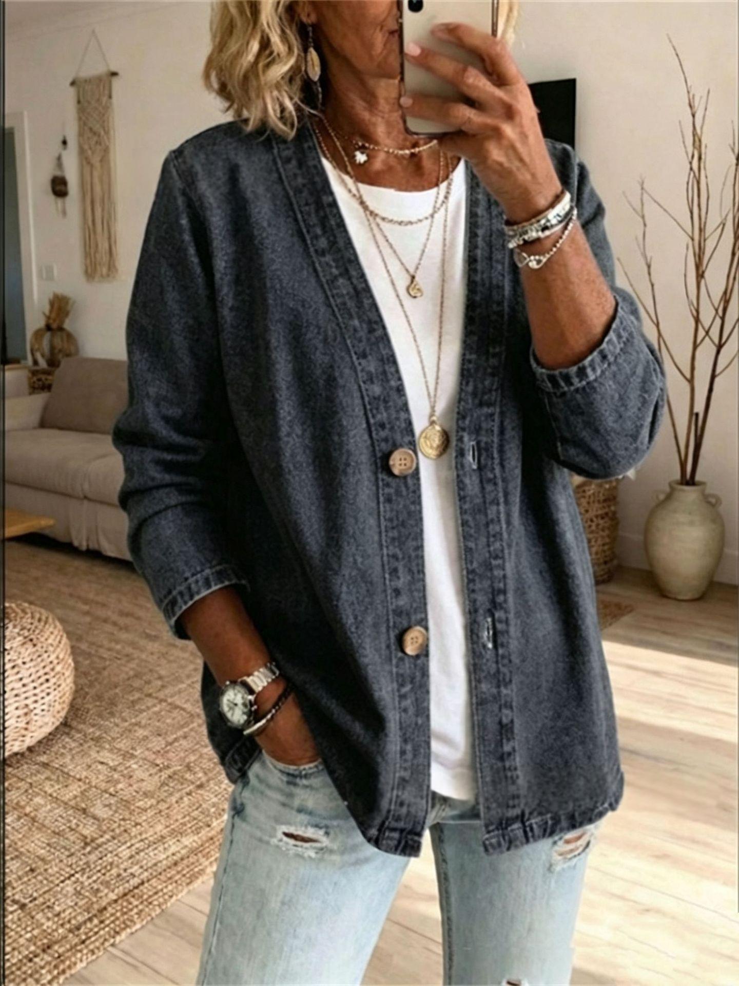 Womens Casual Denim Cardigan Jacket — foto 6