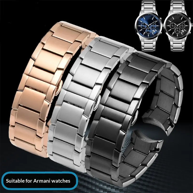 Brushed Stainless Steel Watch Band Compatible Mens Bracelet