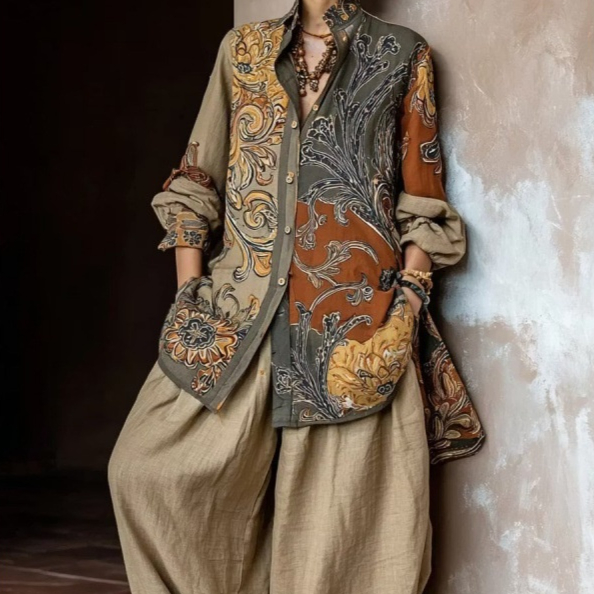 Printed Shirt And Pants Two-piece Set