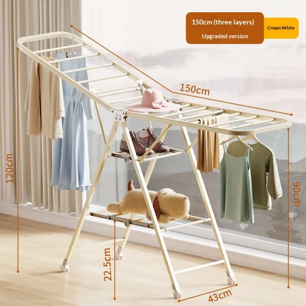 Foldable Rolling Clothes Drying Rack (3-Tier)