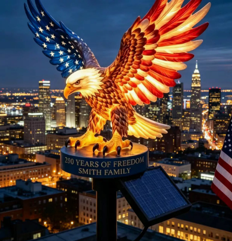 Solar American Flag Eagle Garden Resin Statue — foto 6