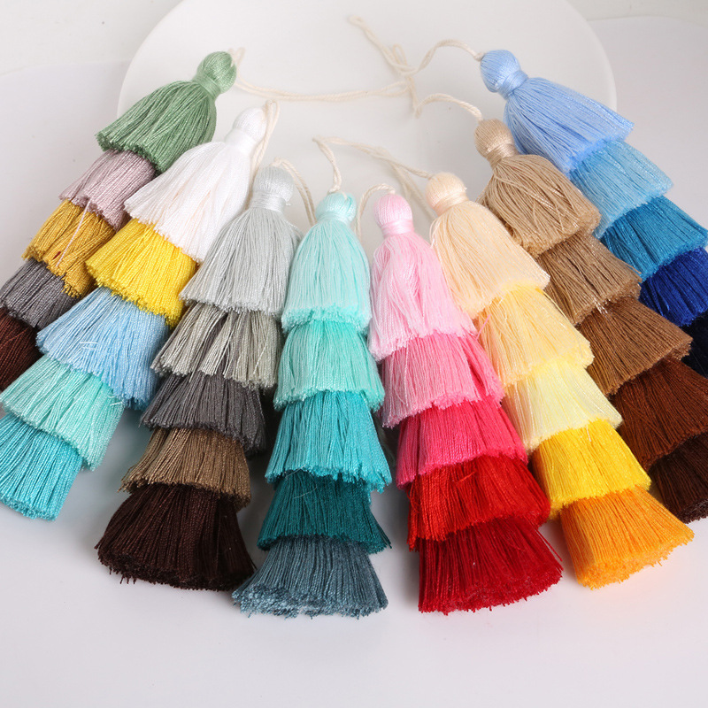 Colorful Polyester-cotton Five-layer Tassel DIY Phone Charm